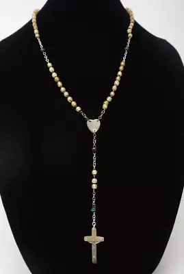 Vintage Irish Horn Rosary Beads Heart Centerpiece Cattle Horn Catholic Crucifix • $64.99