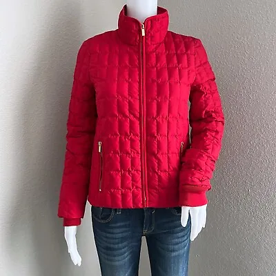 J. Crew Women's Goose Down Puffer Jacket Size XS Red Quilted 97326 • $41.99