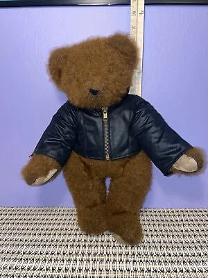Vintage 1994  Vermont Teddy Bear Company Brown Plush. W/ Harley Davidson Jacket • $29.99