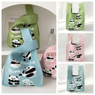 Reusable Panda Knit Handbag Foldable Knit Tote Bag Reusable Shopping Bag  Lady • $16.04