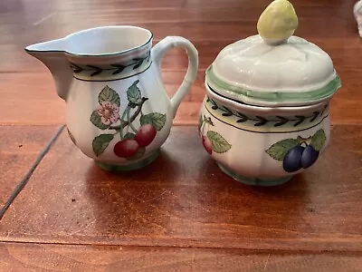 Villeroy & Boch French Garden Fleurence Lidded Sugar Creamer Set Never Used • $49.95