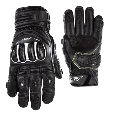 RST Tractech EVO 4 Short Leather Motorcycle Gloves - Black • $99.59