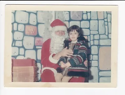 Vintage Photo Of Little Girl Sitting On Santa Claus Lap Merry Christmas 3.5x4.75 • $7.99