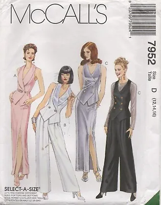 McCalls Sewing Pattern 7952 Evening Waistcoat & Trousers Skirt Sz 12 14 16 New • £12.95