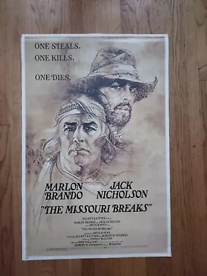 The Missouri Breaks Marlon Brando 1976 Jack Nicholson Movie Poster 36 By 23 • $14.95