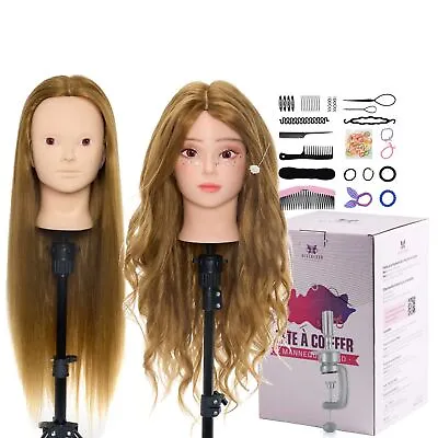 24  Real Hair Mannequin Training Head  Practice Makeup Salon Doll Braid Set UK • £19.99