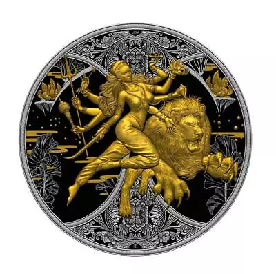 2024 Cameroon Durga 1 Oz Silver Ruthenium Dark Gilded Coin • $113.22