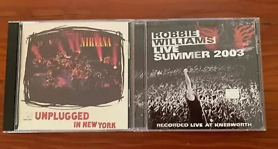 Bulk 2xCDs Nirvana Unplugged In New York & Robbie Williams Live Summer 2003 VGC  • $9