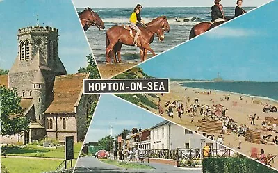 HOPTON-ON-SEA MultiView Norfolk - Vintage POSTCARD • £3.99