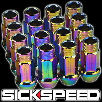 Sickspeed 16 Pc Neo Chrome 50mm Aluminum Lug Nuts For Wheels/rims 12x1.5 L16 • $30.50