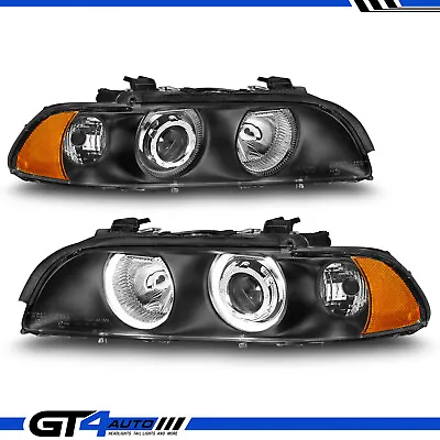 97-03 BMW E39 5-Series Dual LED Halo Projector Replacemant Black Headlights Pair • $164.33