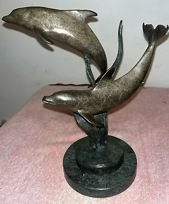 MAX TURNER Bronze Metal On Marble Base Dolphin “Serenade” Art Sculpture Signed • $246.46