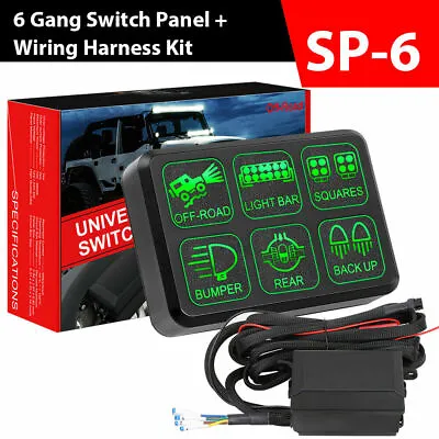 $129.99 • Buy 6 Gang ON-OFF LED Switch Control Panel Relay Control Box 12V Car Marine Boat RV