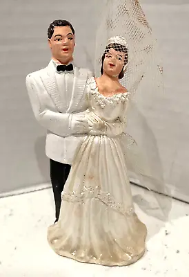 Vtg. Chalkware 1940's? Wedding Cake Topper W/fishnet Handpainted • $7.95