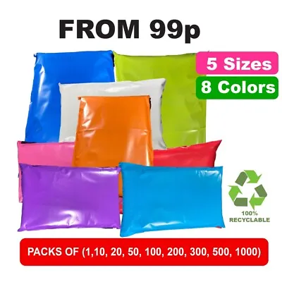 Coloured Postal Mailing Bags Postage Plastic Packaging Parcel Shipping Mail Bags • £50.99