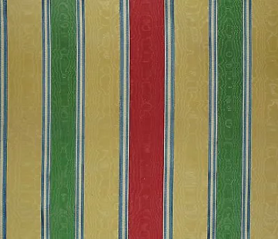 BRUNSCHWIG & FILS Murano Moire Stripe Green Yellow Red New Remnant • $40