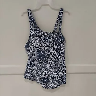 Lands' End Women's One Shoulder Padded Tankini Top Swimsuit Size 14 Tall 9B135 • $29.74