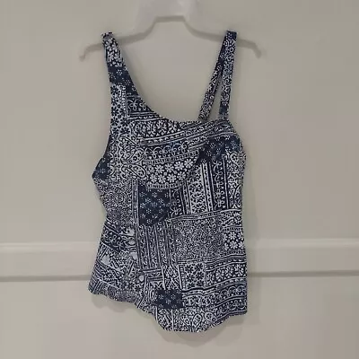 Lands' End Women's One Shoulder Padded Tankini Top Swimsuit Size 16 Tall 9B136 • $29.74