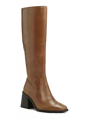 VINCE CAMUTO Womens Brown Sangeti Toe Stacked Heel Leather Riding Boot 7 M • $41.99