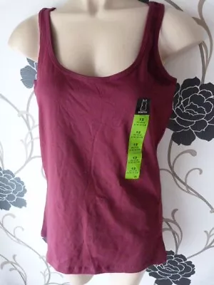 CASUAL MAROON STRETCH VEST TOP   SIZE  12 (new) • £2.50