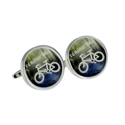 £7.99 • Buy High Quality Silver Plated I'd Rather Be Riding Bicycle With Bike Cufflinks