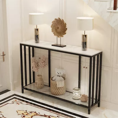 WISFOR 2 Tier Console Table Accent Table W Sintered Stone& Metal Fr Entry Office • $169.98