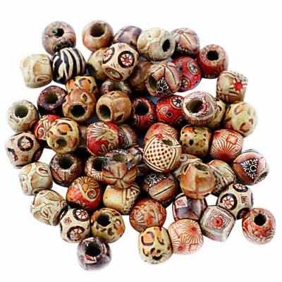 100pcs Mixed Large Hole BOHO Wooden Beads For Macrame European Charms Crafts  • $3.69