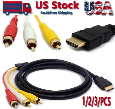1080P HDMI Male To 3 RCA Video Audio AV Component Converter Adapter Cable HDTV • $3.95