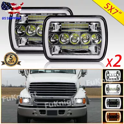 2x 7x6  5X7  LED Headlights DRL Turn Signal For Sterling Commercial Truck LT9500 • $50.04