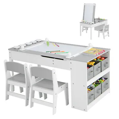2-in-1 Kids Art Table And Art Easel Set Toddler Play Activity Drawing Desk • £117.95