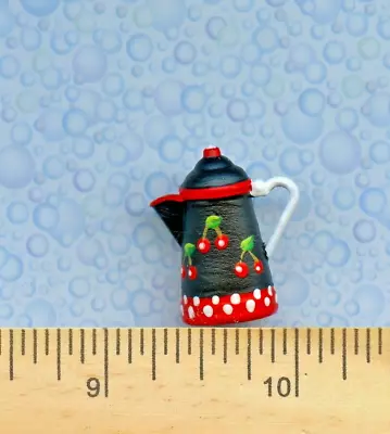 Dollhouse Miniature Hand Painted Coffee Pot By Sue Ayers Cherry # 2 • $11.90