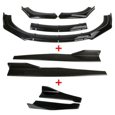 $64.99 • Buy Gloss Black Front Rear Bumper Lip Spoiler Splitter Side Skirt For VW Golf Passat