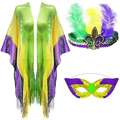 Mardi Gras Shawl Scarf Costume Mardi Gras Outfit Women For Masquerade Style 1 • $17.45