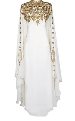 $39.92 • Buy Sale Moroccan Dubai Kaftans Abaya Dress Very Fancy Long Gown Ms10199 