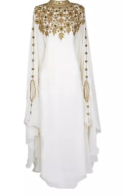 £48.31 • Buy Sale Moroccan Dubai Kaftans Abaya Dress Very Fancy Long Gown Ms10199