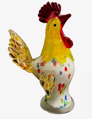 Vintage Lenox Rooster Glass Figurine Morning Mingle Multicolor Height 9inch • $34