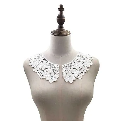 Collar Embroidery Lace Applique Flowers Hollow Evening Dancing Dress Trim 1 Pair • £3.99