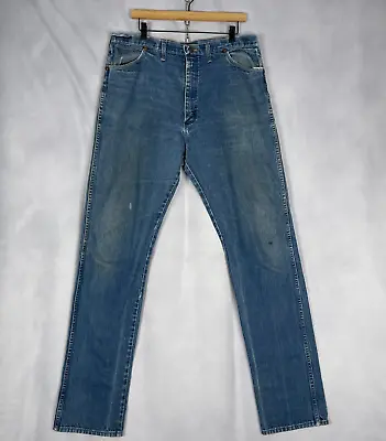 Vintage Wrangler Jeans Mens 38x36 Blue Made USA 13MWZ Cowboy Denim Tag 36x35 • $5.22