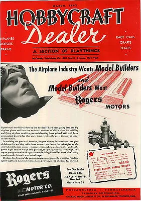 1942 PAPER AD Hobbycraft Model Builders Rogers Motors Megow's Gas Plane Zomby • $15