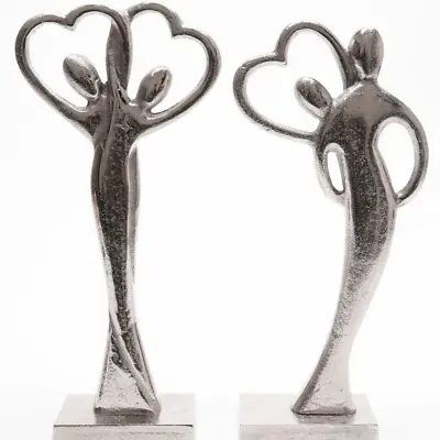 £9.99 • Buy Silver Heart Figurines Dancing Ornaments Home Love Entwined Dancing Couple Metal