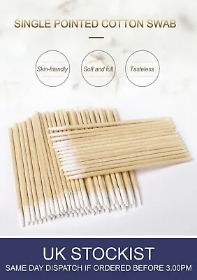 Cotton Buds 100pcs Approx Q Tips 10cm Wooden Cotton Swabs Tattoo Medical Makeup • £2.99