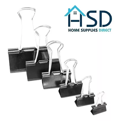 £3.49 • Buy Bulldog Foldback Letter Clips Metal Binder Paper Grip Binding Small Medium Large
