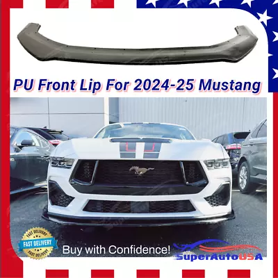 Fits Ford Mustang 2024-2025 Black Polyurethane Front Bumper Lip Spoiler Body Kit • $128.98