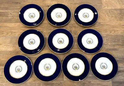 10 Vintage MINTON England Blue Cobalt Gold Encrusted 10¼” Dinner Plates PA500 • $350