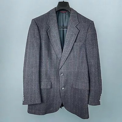 VTG Hart Schaffner Marx Blazer Jacket Mens Sz 40 L Virgin Wool Plaid Sport Coat • $34.99