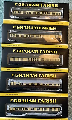 £80 • Buy Graham Farish N Gauge Rake Of 5 Hawksworth Coaches Gwr Choc Cream Mint