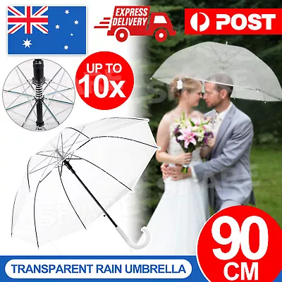 $38.95 • Buy 1/2/5/10xClear Dome Umbrella Wedding Rain Transparent Parasol Handle Waterproof
