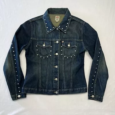 Miss Sixty Luxury Italy Distressed Studded Denim Jean Jacket Women’s Size Large • $32.94