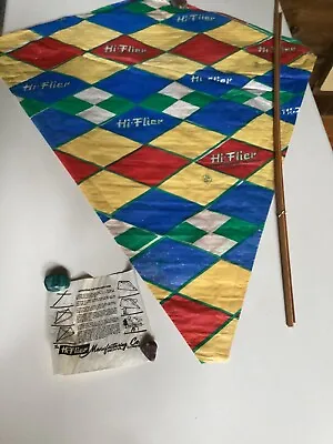 Vintage Paper Hi-flier Argyle Kite With Instructions Wall Decor Collectable • $26