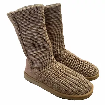 UGG Australia Boots Classic Cardy Knit Size 8 Light Brown Tan (5833) • $22